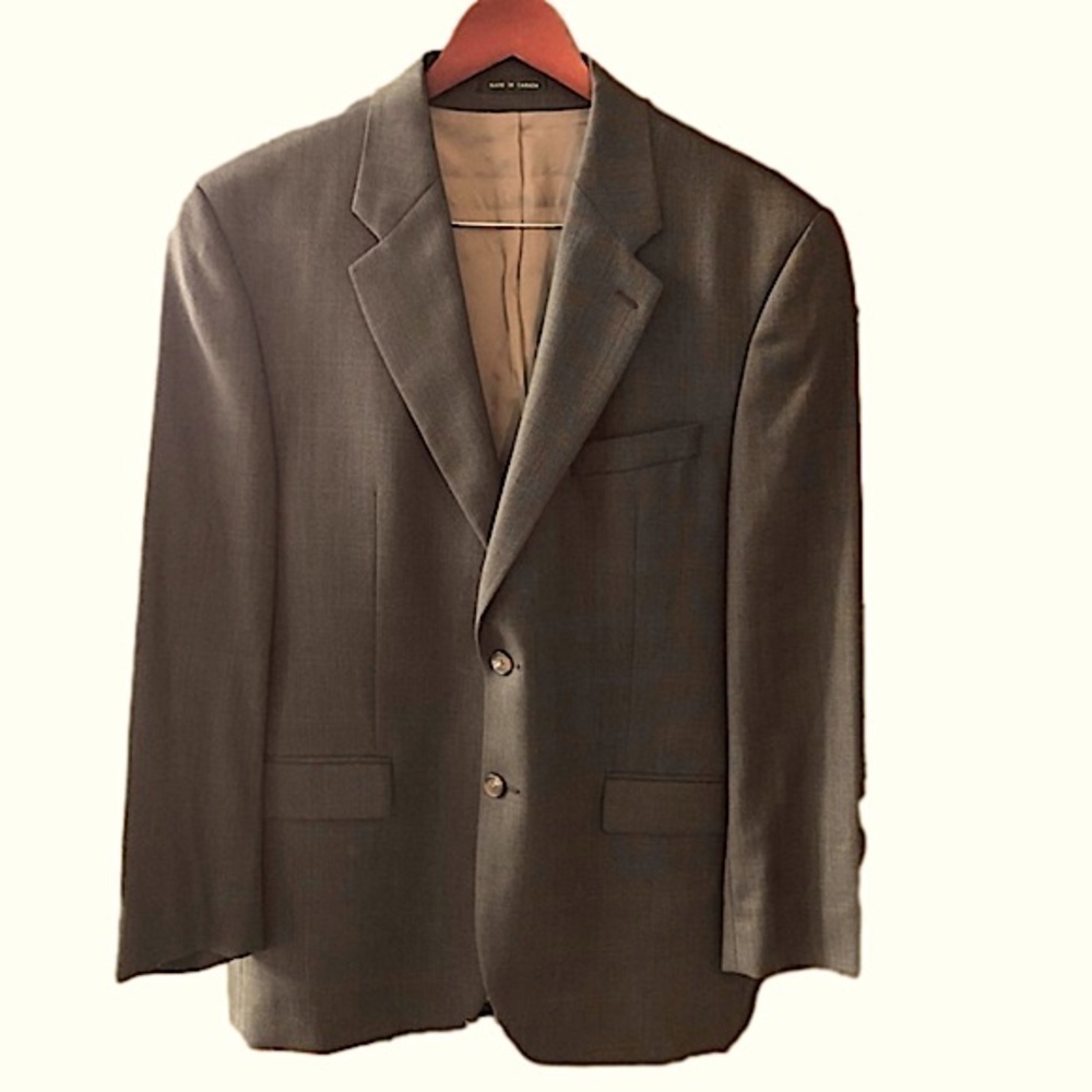 Vintage Lauren Ralph Lauren Mens Brown Windowpane Wool Union Made Blazer Preppy